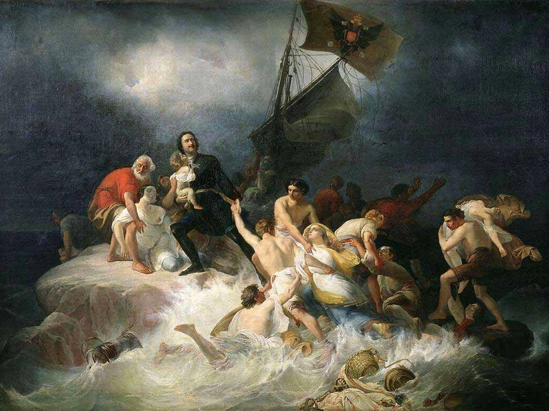1811-Pyotr Mikhailovich Shamshin - Pietro il Grande salva l'annegamento a Lahti
